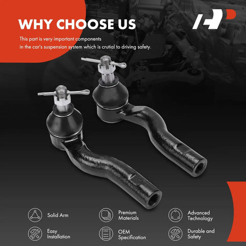 Front Outer Tie Rod End Replacement For Scion FR-S 2013-2016, Subaru BRZ 2014-2019, Toyota 86 2017-2020, Fixes Uneven Tire Wear And Improves Steering Confidence. Pair of black steel front outer tie rod ends