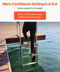 Retractable Dock Ladder With 5 Steps Aluminum Pontoon Swim Ladder Auto Lift Float Non Slip Wide Steps 500 Lb Weight Capacity Adjustable Height No Fuss Easy Install Ideal For Lake Pool And Boat on dock