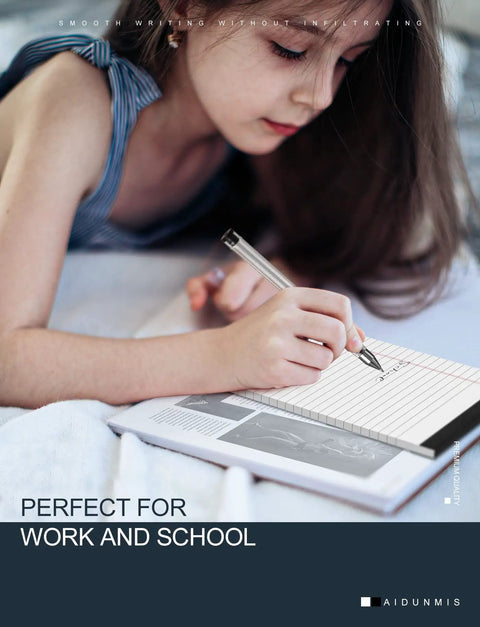Child writing on 5x8 Legal Pads For Work And School, 80 GSM Paper, College Ruled Notepads, 30 Sheets Each, 6 Pack.