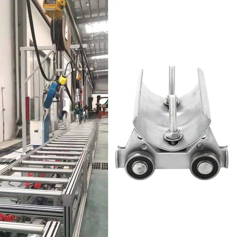 Beefy Track Roller Wheel Trolley Assembly For Electric Hoist System Four Wheel Stainless Steel Cable Pulley With 24mm Diameter