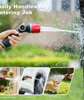 Metal Thumb Control Adjustable Nozzle Delivers 30 Percent More Water Flow With Heavy Duty Garden Hose Nozzle spraying water