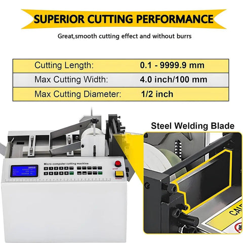 High Power Automatic Electric Heat Shrink Tube Cutter For PVC PE Pipe 0 1 To 9999 9 Mm Precision Cutting Width Machine Stripper Tool with cutting specs.