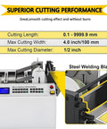 Multifunctional Automatic Heat Shrink Tubing Cutter 300W Machine For Tubes Pipes Cables And Sheets Width 100 Mm With Cold Cutting Feature showing cutting specifications and steel welding blade