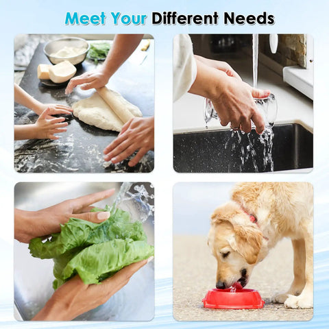 Rapid Flow Faucet Water Filter For Sink, 400 Gallons, NSF Certified, providing clean water for kitchen and pet use