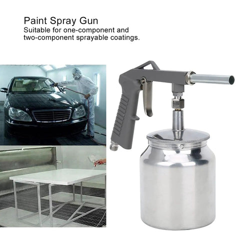 No Sweat Pneumatic Spray Gun Heavy Duty Die Cast Aluminum Cup designed for automotive rust protection and rubber undercoating jobs.