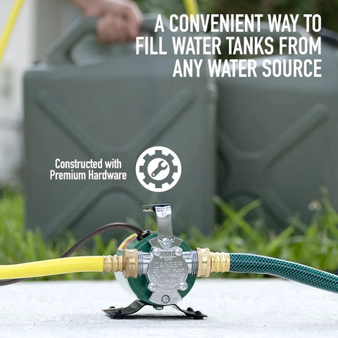 Compact 115 Volt Water Transfer Pump Moves 330 Gallons Per Hour Portable Electric Pump With 6 Foot Hose Kit On Grass