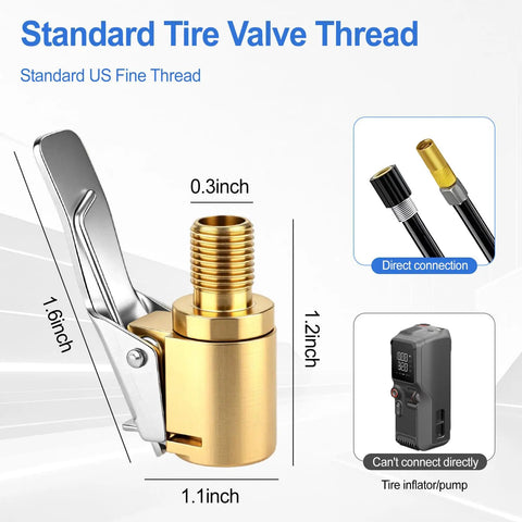 Two Pack Tire Air Chuck With Clip Adapter 8mm Quick Connect Brass Locking Nozzle For Tire Inflators And Air Compressors close-up