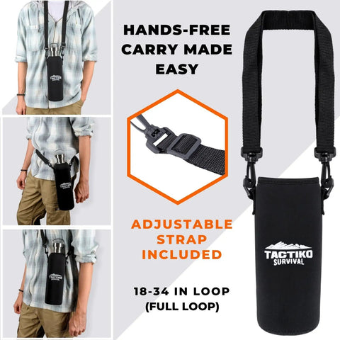 Hands-free carrying with strap for Durable Stainless Steel Water Bottle 1500 Ml BPA Free For Camping And Outdoors Campfire Ready