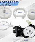 Rock Solid Washer Shift Actuator And Pulley Clutch Kit With Heavy Duty Drive Belt For Whirlpool Maytag Kenmore Amana components with sizes labeled.