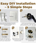 Easy DIY installation guide for Square Spindle Door Latch Replacement With Adjustable Backset, showing five simple steps.