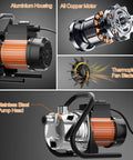 Beast 110V Water Transfer Pump Shallow Well Pump 1.6HP Electric Portable Garden Booster Pro with aluminum and copper features