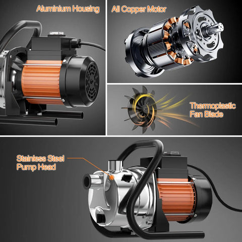 Beast 110V Water Transfer Pump Shallow Well Pump 1.6HP Electric Portable Garden Booster Pro with aluminum and copper features