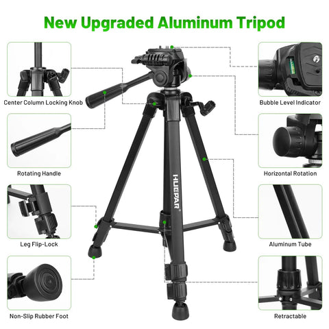 Pro Grade Adjustable Laser Level Tripod Extends Up To 62 Inch For 3D 4D And Line Lasers With 5/8-11 Flat Head
