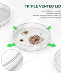 10 Pack Sterile Thick Plastic Petri Dishes With Lids 90mm Diameter 15mm Deep Clear Vented Dishes For Lab Science Experiments And Microbiology Studies Classroom Use, triple vented lid