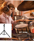 Adjustable Metal Snare Drum Stand For Practice With Secure Holder Rack And Solid Storage Shelf For Beginners with practice drum pad.