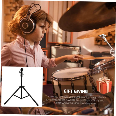 Adjustable Metal Snare Drum Stand For Practice With Secure Holder Rack And Solid Storage Shelf For Beginners with practice drum pad.