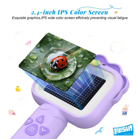 Portable Pocket Microscope For Kids With 2.4 Inch IPS Screen 1080P HD View, 8 Adjustable LEDs, 500x Magnification And 4x Zoom, Lion Themed STEM Toy Gift For 3 To 10 Year Old Boys And Girls, purple handheld