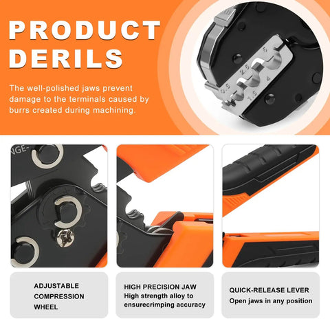 Crimping Tool Set With 2210H Heat Shrink Crimping Tool And 7 Quick Exchange Jaws showing adjustable precision and quick-release features