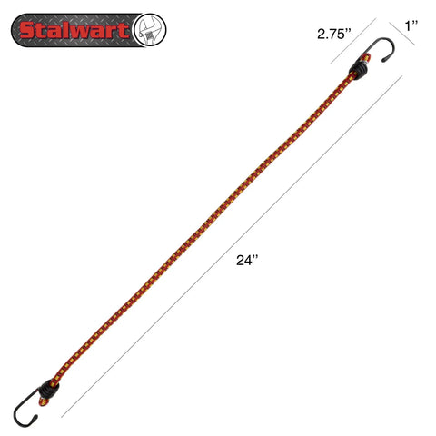 10 Pack 24-Inch Bungee Cords With Heavy-Duty Vinyl Coated Hooks And Fabric Wrapping Red Elastic Straps For Tarps Bikes Gear And Outdoor Use
