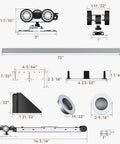 Detailed diagram of Heavy Duty Bypass Sliding Closet Door Hardware Set with Soft Close Mechanism showing dimensions.