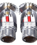 Badass Heavy Duty Upright Fire Sprinkler Heads Two Pack Slick Chrome Plated Copper showcasing K80 quick response mechanism.