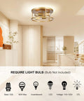 Dope Gold Flush Mount Ceiling Light 12 Inch Modern Round Fixture With Two Lights installed in a chic living room setting