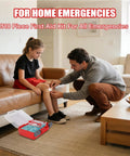 Gevoke 310-piece hard-case first aid kit open on living room floor with assorted bandages.