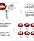 20 Pack M6 Hex Cap Screws And Nuts Assortment Set With Red Aluminum Decorative Washers For Motorcycle And Car License Plate Frame Bolts showing red aluminum washers and steel nut
