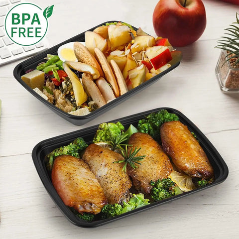 50 Pack Meal Prep Containers 26 Ounce Microwavable Reusable Food Storage With Lids For Meal Prepping Grab And Go Lunches with food