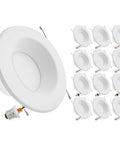 12 Pack 5 Inch And 6 Inch Retrofit Recessed LED Downlights 1300 Lumens Dimmable E26 Quick Connect Color Selectable Contractor Grade