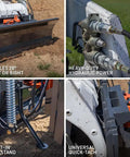 Beast 79 Inch Hydraulic Dozer Blade For Skid Steer With SSQA Quick Attach, showcasing hydraulic power and spring shocks