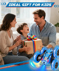 Family gifting a 2.4GHz RC Car With 360 Degree Double Sided Flips 4WD Off Road Dope Stunt Truck Built For Kids Aged 6 To 12