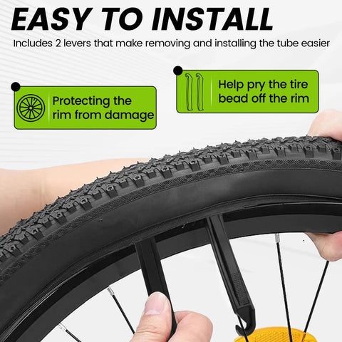20 Percent Thicker Butyl Rubber Bike Inner Tube 24X1.75 24X1.95 24X2.10 24X2.125 Set Of 2 With 32mm Schrader Valve And 2 Tire Levers