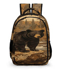 Wildlife Vintage Printed Unisex Backpack With Large Capacity Durable Polyester featuring forest bear design