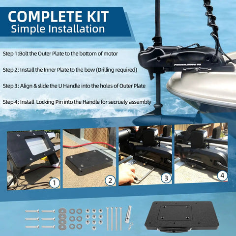 Quick Release Bracket MKA-21 For Ulterra Terrova Deckhand 40 And PowerDrive V2 Pontoon Trolling Motors Mounting Bracket Fits Standard Bow Mount Or Scissor Bow Mounts Dock Ready Trolling Setup