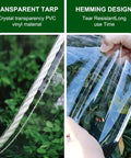 Built Tough 3 By 6 Foot Heavy Duty Clear Vinyl Tarp With Reinforced Grommets 14 Mil waterproof PVC shield showing transparent material and hemming design.