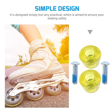 Roller Skate Toe Stops And Plugs Set For Quad And Inline Skates, Wear Resistant Yellow Brake Heads With Screws, Replacement Parts And Gear For Easy Fixes And Smooth Stops