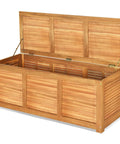 Open 46 Gallon Acacia Wood Deck Box with Outdoor Storage Bench for Patio Cushions and Tools Built Like a Tank Sturdy Solid Wood Frame