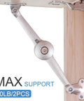 2 Pack Heavy Duty Folding Lid Stay Hinges With Soft Close Action Zinc Alloy Adjustable Tension No Slam Up To 50lb for cabinets