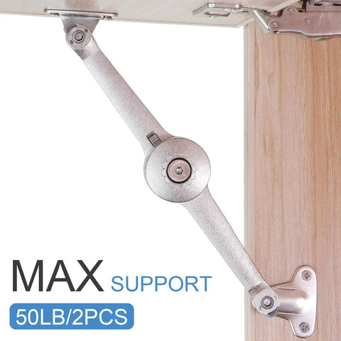 2 Pack Heavy Duty Folding Lid Stay Hinges With Soft Close Action Zinc Alloy Adjustable Tension No Slam Up To 50lb for cabinets