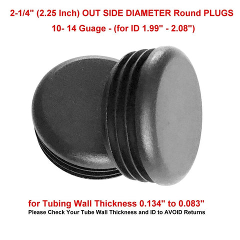 Pack Of Four Two And A Quarter Inch Round Plugs Black Plastic End Caps For Office And Patio Furniture Finishing Caps And Fitness Equipment End Caps By SBD Fits Tube Hole Size One Point Nine Nine To Two Point Zero Eight Inches ID
