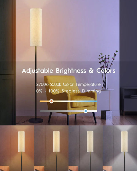 Smart RGB LED Floor Lamp For Living Room And Bedroom, 69 Inch Tall Modern Standing Lamp With Remote And WiFi App Control