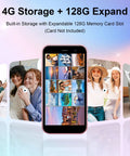 Snag This Slick Pocket Powerhouse Smartphone With Unlocked Four G Network And Generous Five Twelve Gb Memory Featuring HD Touchscreen showing expandable storage.