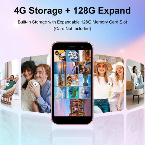 Snag This Slick Pocket Powerhouse Smartphone With Unlocked Four G Network And Generous Five Twelve Gb Memory Featuring HD Touchscreen showing expandable storage.
