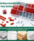 Hella Sturdy 304 Stainless Steel Outlet Box Extender Kit Featuring Heavy Duty Wall Plate Spacers And Sleek Switch Receptacle Shims For A No Hassle Quick Install, assorted red nylon wall shims and steel screws for versatile surfaces.