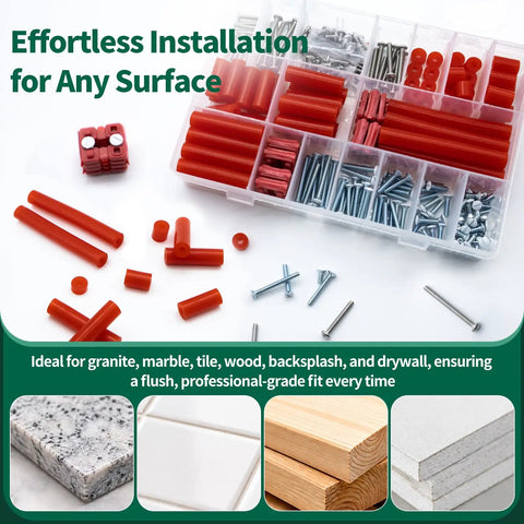 Hella Sturdy 304 Stainless Steel Outlet Box Extender Kit Featuring Heavy Duty Wall Plate Spacers And Sleek Switch Receptacle Shims For A No Hassle Quick Install, assorted red nylon wall shims and steel screws for versatile surfaces.