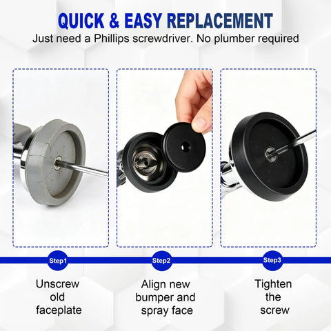 3 Pack Pre-Rinse Spray Valve Repair Kit for Most 1.42 GPM Commercial Sink Faucet Dish Sprayer Touch On Kitchen Sink Faucets Spray Face Bumper and Screw Repair Part, Black. Installation steps with tools.