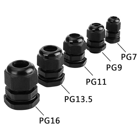 Plastic Waterproof Adjustable Cable Glands And Joints Set For PG7 PG9 PG11 PG13.5 And PG16 With 3.5 To 13mm Cable Range