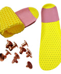 Level Up Your Daily Kicks With Solid Grounding Insoles Boasting Heel Contact Conductive Fabric Plus Six Pure Copper Rivets To Hassle Free Convert Standard Shoes Into Grounded Footwear For Reliable Support Size 41 To 43, showing yellow insoles and copper rivets.