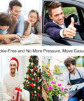 Collage of men in various activities wearing No Buckle Elastic Belt For Men, Stretch Buckle Free Jeans Belt, 1.38 Inch Wide, Black.